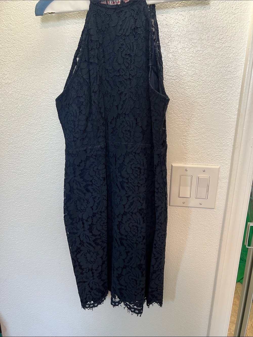 Lush Navy Floral Lace Halter Dress